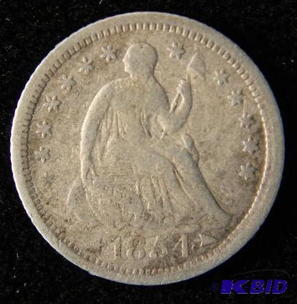 1854 O SEATED LIBERTY SILVER HALF DIME VF