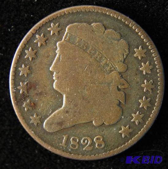 1828 US HALF CENT CHOICE FINE