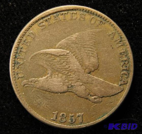 1857 FLYING EAGLE CENT CHOICE VF