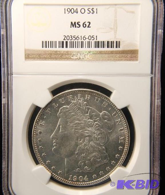 1904-O MORGAN SILVER DOLLAR MS62 NGC CERTIFIED