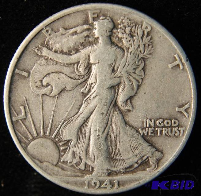 1941 WALKING LIBERTY SILVER HALF DOLLAR CHOICE VF