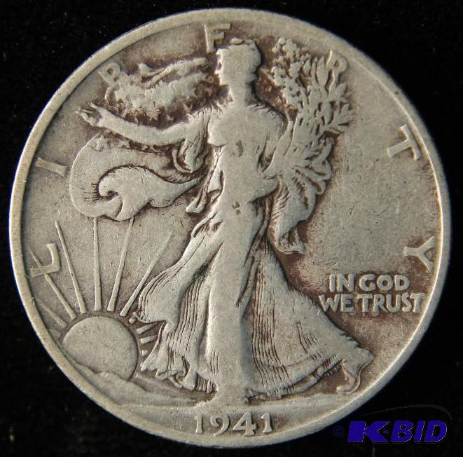 1941 S WALKING LIBERTY SILVER HALF DOLLAR VF