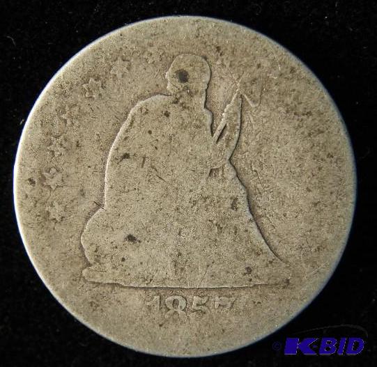 1857 SEATED LIBERTY SILVER QUARTER