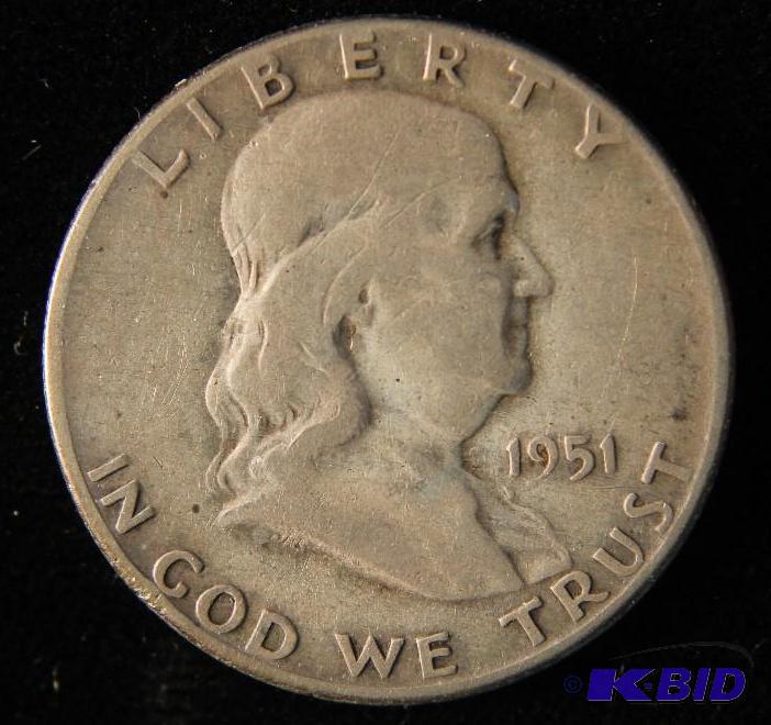 1951 FRANKLIN SILVER HALF DOLLAR