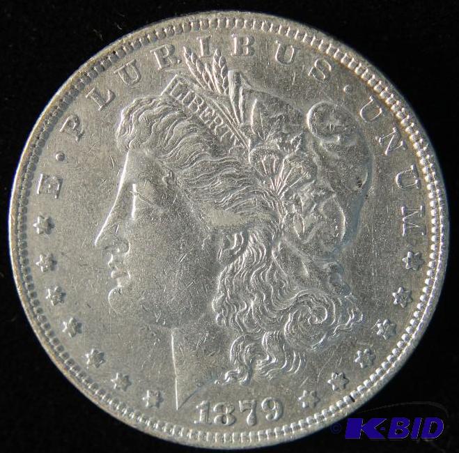 1879 MORGAN SILVER DOLLAR AU