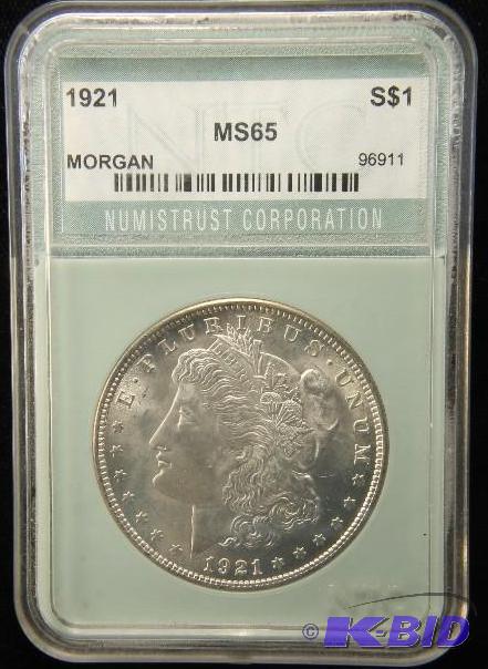 1921 MORGAN SILVER DOLLAR MS65 NTC CERTIFIED