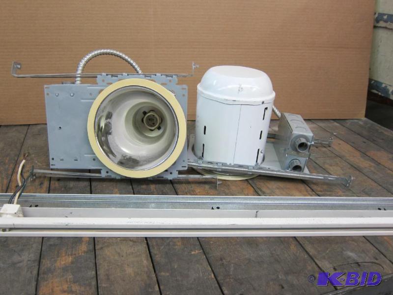 lot 38 image: 11 Large White Can Lights and 2 Light Tracks