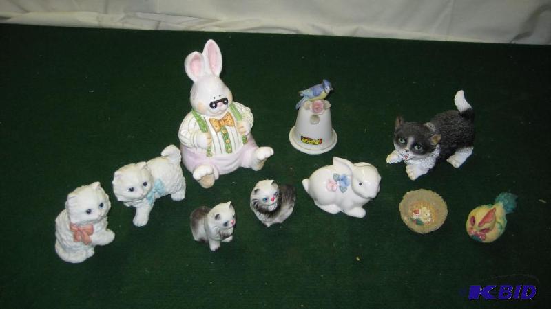 Easter  spring decoration. Bunnies, cats, be...
