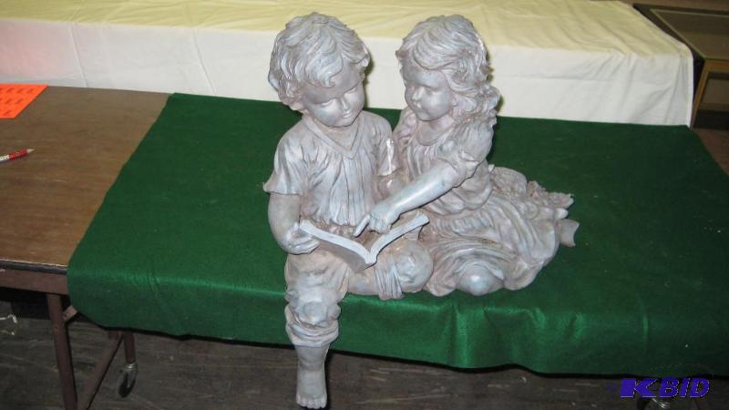 Garden Statue or shelf decor, two small child...