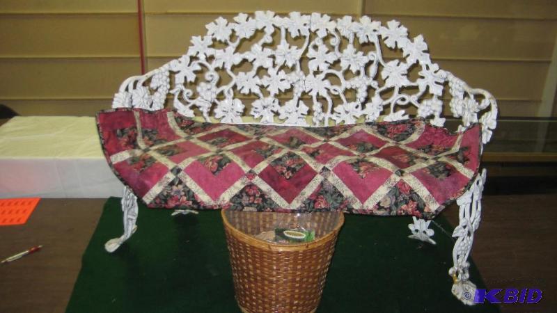 Metal doll bench and basket...