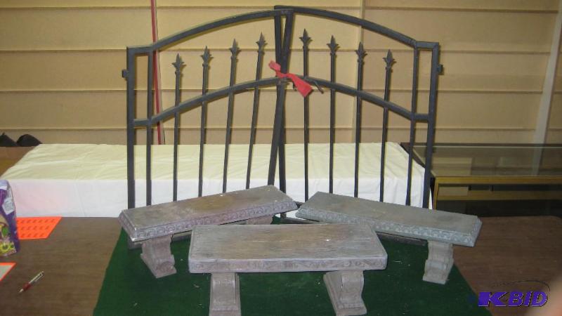 three small benches and a gate...