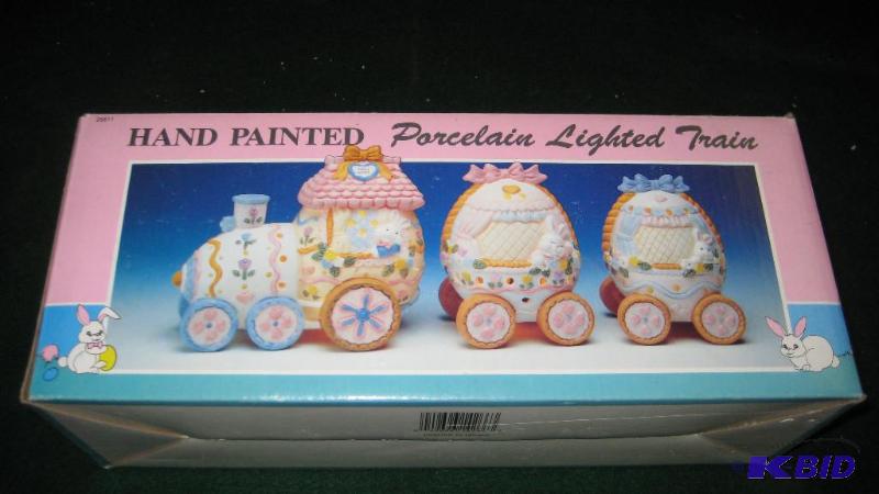 Hand Painted Porcelain Easter Lighted Train, ...