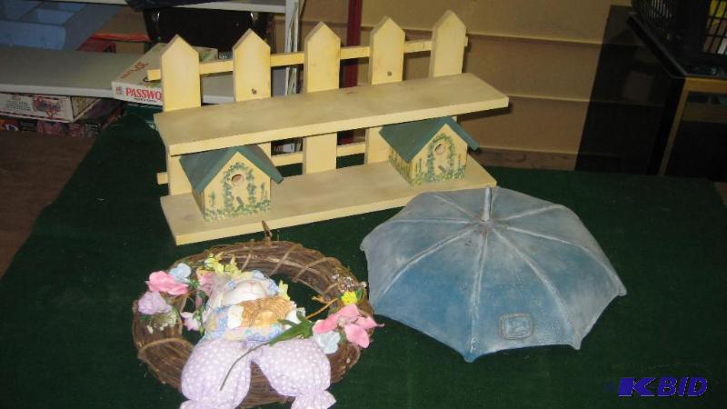 Easter Wreath, Birdhouse shelf and John Deere...