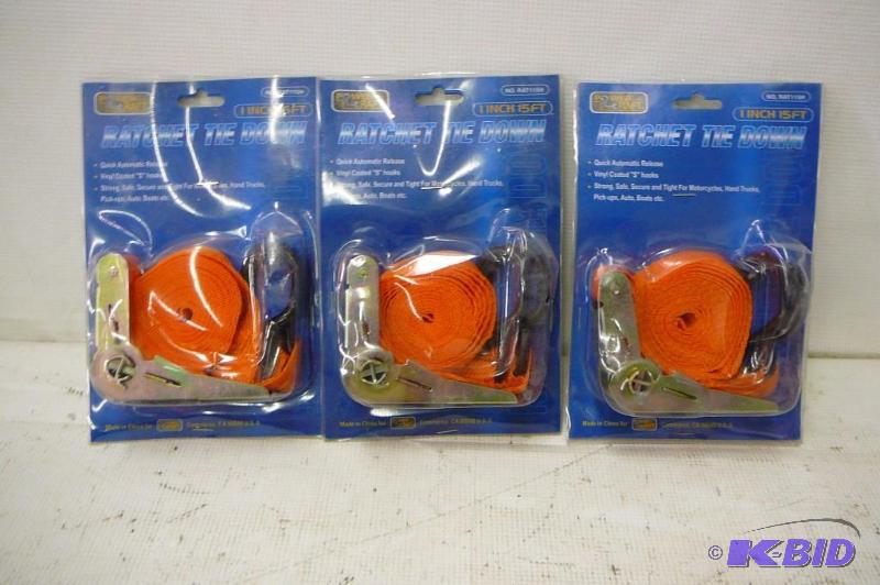 3- Ratchet Tie Downs 1&quot x 15 New in box...
