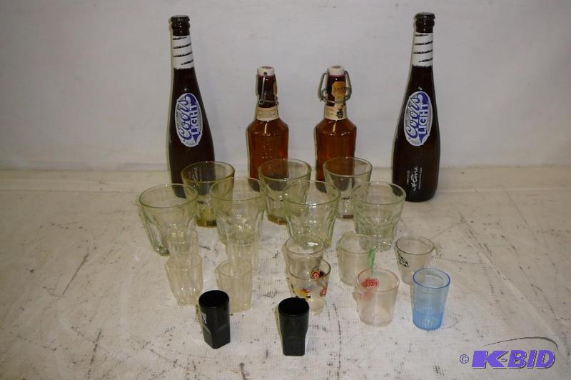 Lot of Shot Glass  Drink Glasses and Bottles...