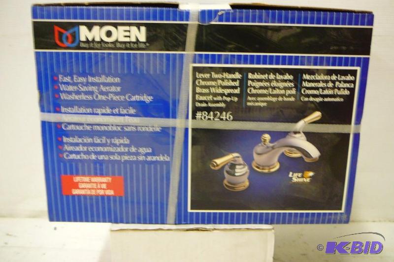 lot 3 image: Moen Lever Two Handle chrome Polished Brass W...