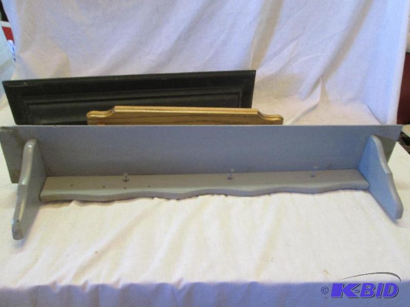 lot of wooden painted wall shelves small, med...