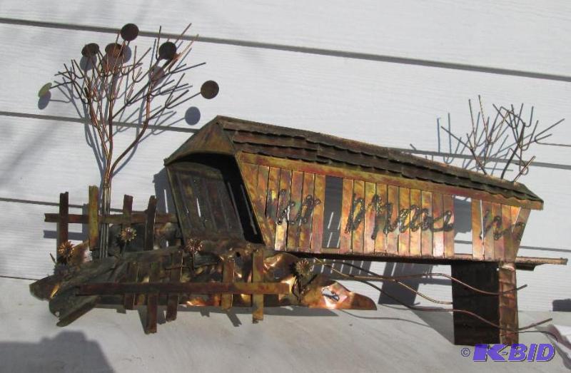 Metal decorative model of a farm scene...