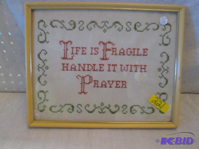 Framed needlework, 12 x 15...