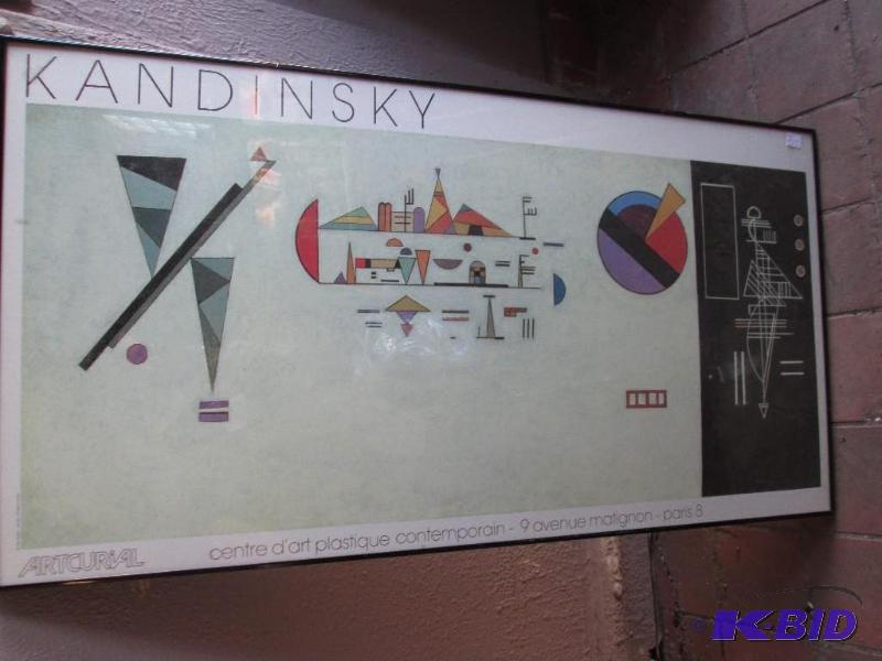 Kandinsky print, framed 23 x 43 inches...