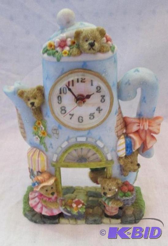 Quartz blue tea cup cup bear house clock...