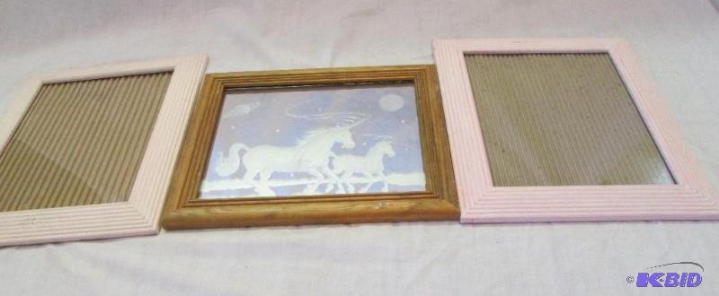 12in x 10 mirror with unicorns and 2 pink 12i...