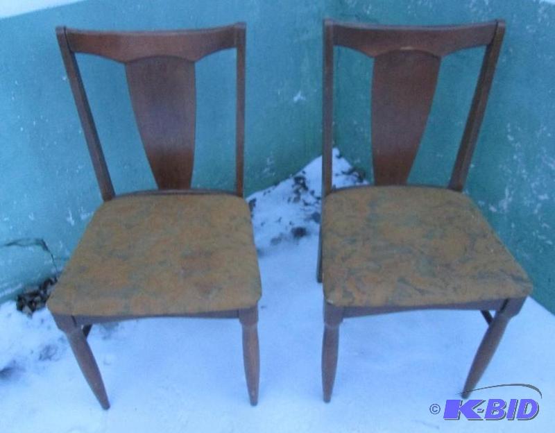 2 vintage chairs, wood frame with padded seat...