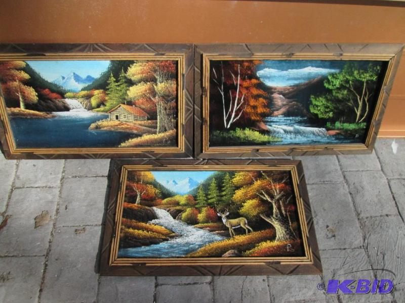 3 framed matching art pieces 23 x 14...