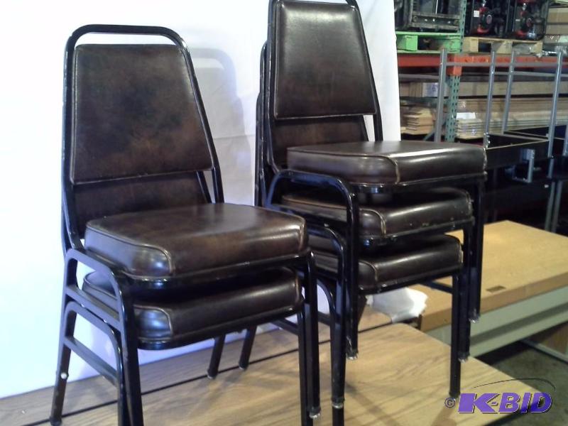 lot 129 image: 5- Dark Brown Stack Chairs