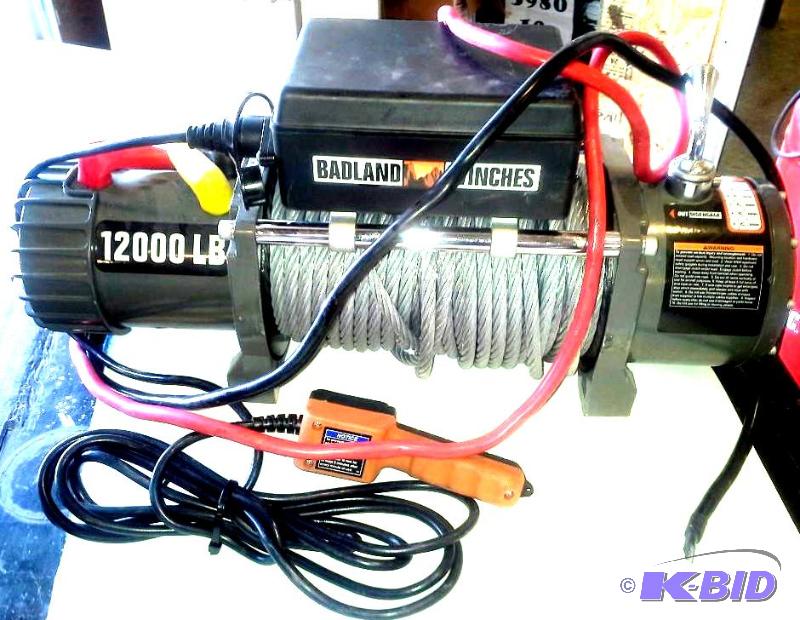 lot 20 image: 12000 lb. Off-Road Vehicle Electric Winch with Automatic Load-Holding Brake