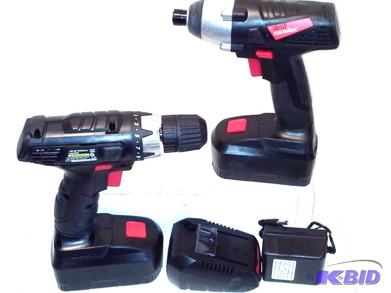 lot 60 image: 18 Volt 38 in. Cordless DrillDriver With Keyless Chuck, 21 Clutch Settings & 18 Volt 14 in. Cordless Impact Driver Combo