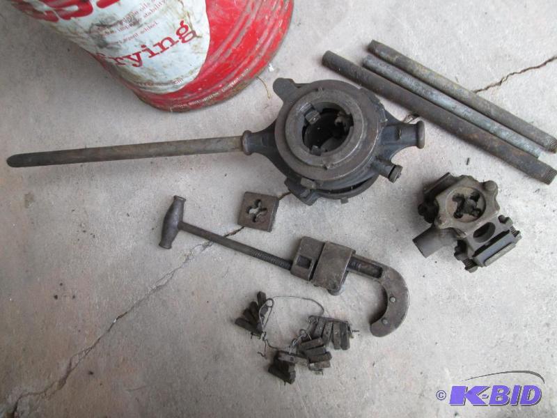 Pipe threader and cutter with dies and attach...