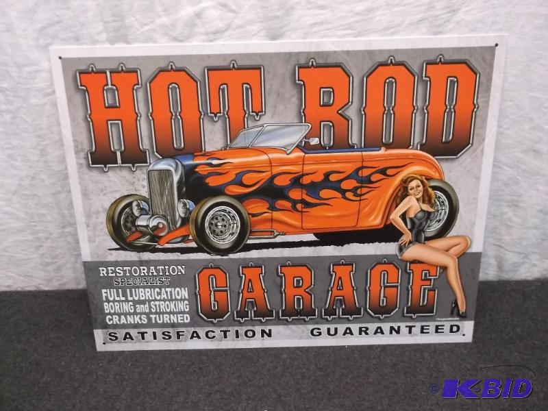 Collectable Hot Rod Garage metal sign measuri...