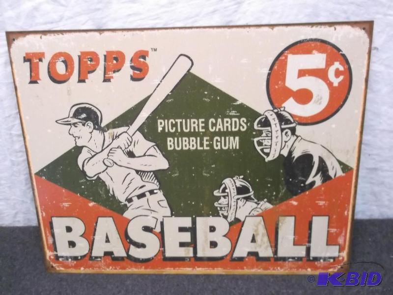 Collectable metal Tops baseball sign measurin...