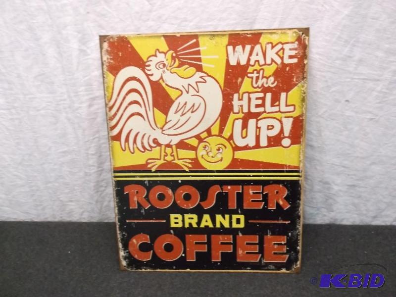 Collectable Rooster Brand Coffee metal sign m...