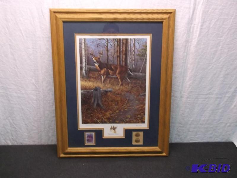Beautiful double matted in solid oak frame Co...