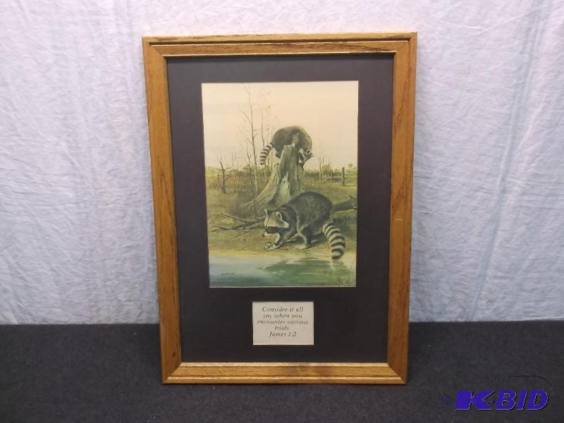 Beautiful vintage solid oak framed print by R...