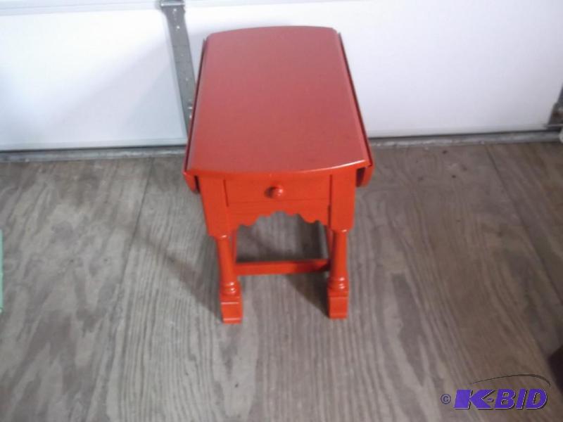 Cute painted drop leaf table with drawer meas...