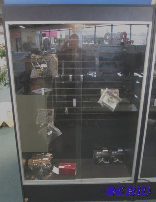 lot 1 image: Black Glass front display case, with locking ...