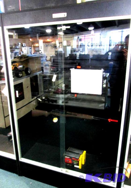 lot 2 image: Black Glass front display case, with locking ...