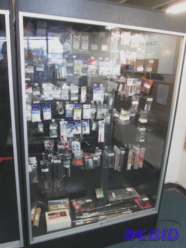 lot 3 image: Black Glass front display case, with locking ...
