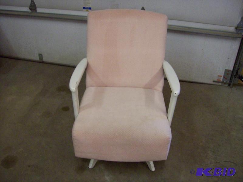 Vintage wood and cloth rocking and swivel cha...