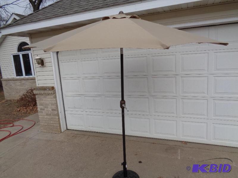 New Display Model Tan Table Umbrella with Bas...