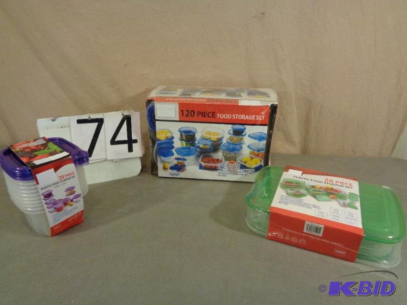 3 New Food Storage Container Sets. 120 Piece,...