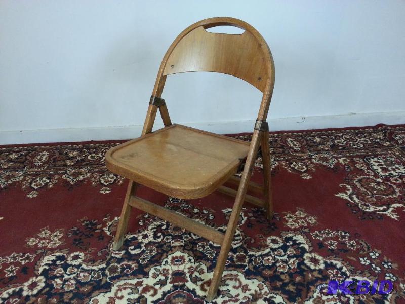 lot 15 image: Antique Art Deco Folding Chair  Makers mark ...