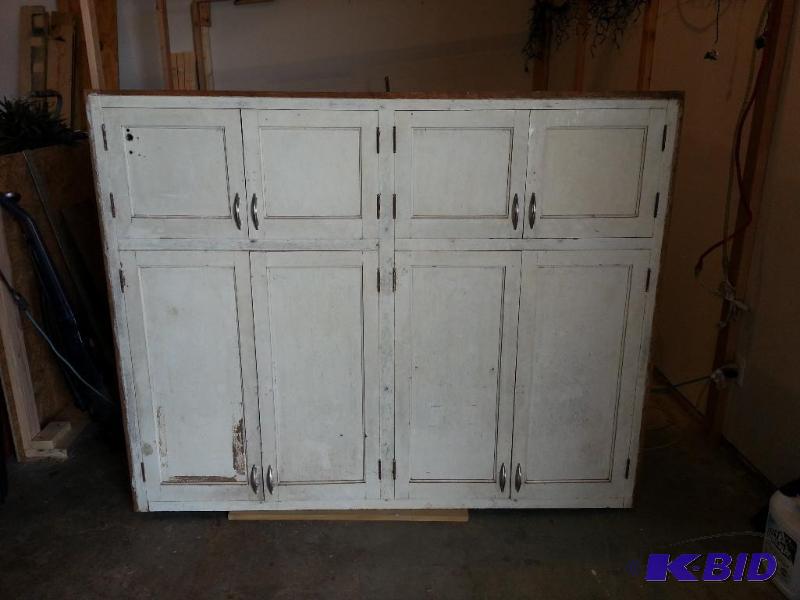 lot 23 image: Large Primitive Country White Cupboard  A nic...
