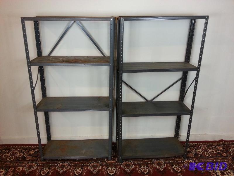 lot 28 image: Lot of (2) Industrial Steel Shelving Racks  4...