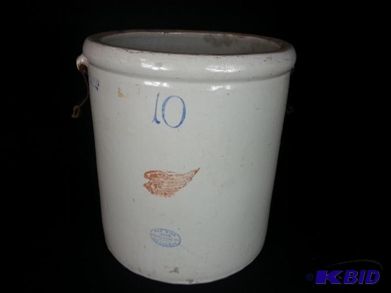 lot 37 image: Redwing 10 Gallon Double Handled Crock  Red W...