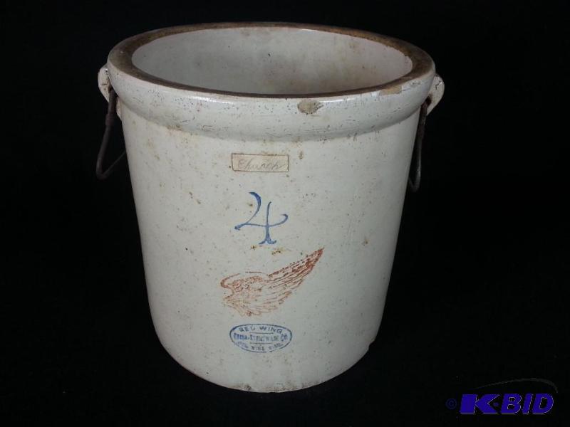 lot 39 image: Redwing 4 Gallon Double Handled Crock  Red Wi...