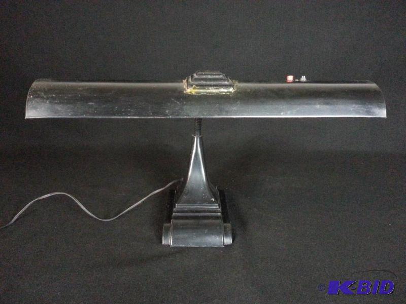 lot 54 image: Vintage Black Art Deco Desk Lamp w Bulbs  Ch...